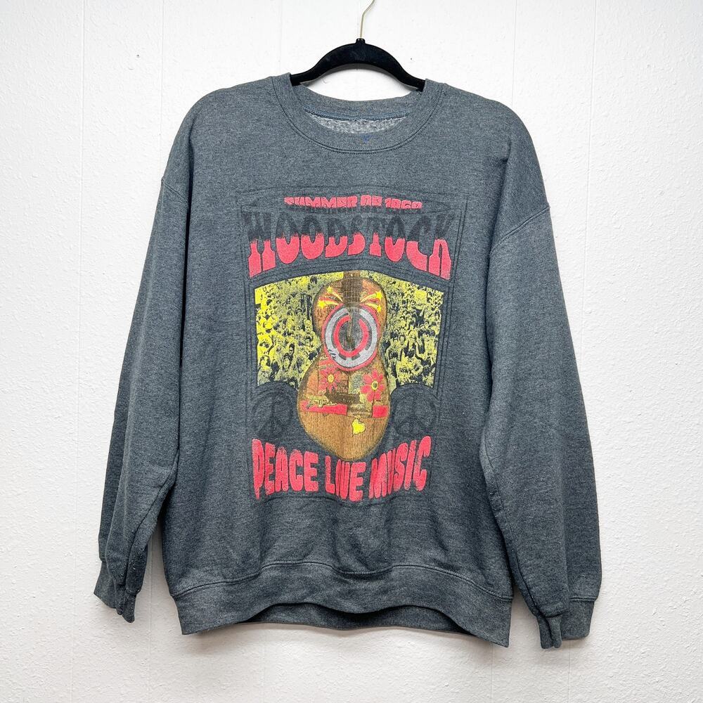 Life Womens Sweatshirt Large Summer of 1969 Hoodstock Boho Hippie Festival Music